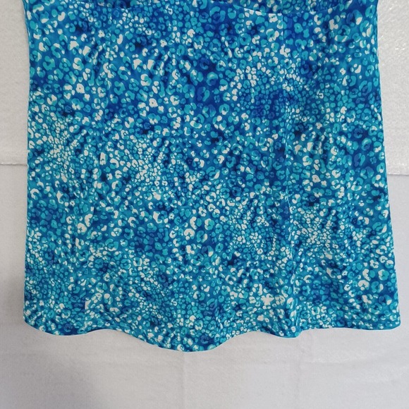 Swimsuits For All Women's 20 Squareneck Swimdress Attached Bottoms Blue Leopard - Picture 4 of 10